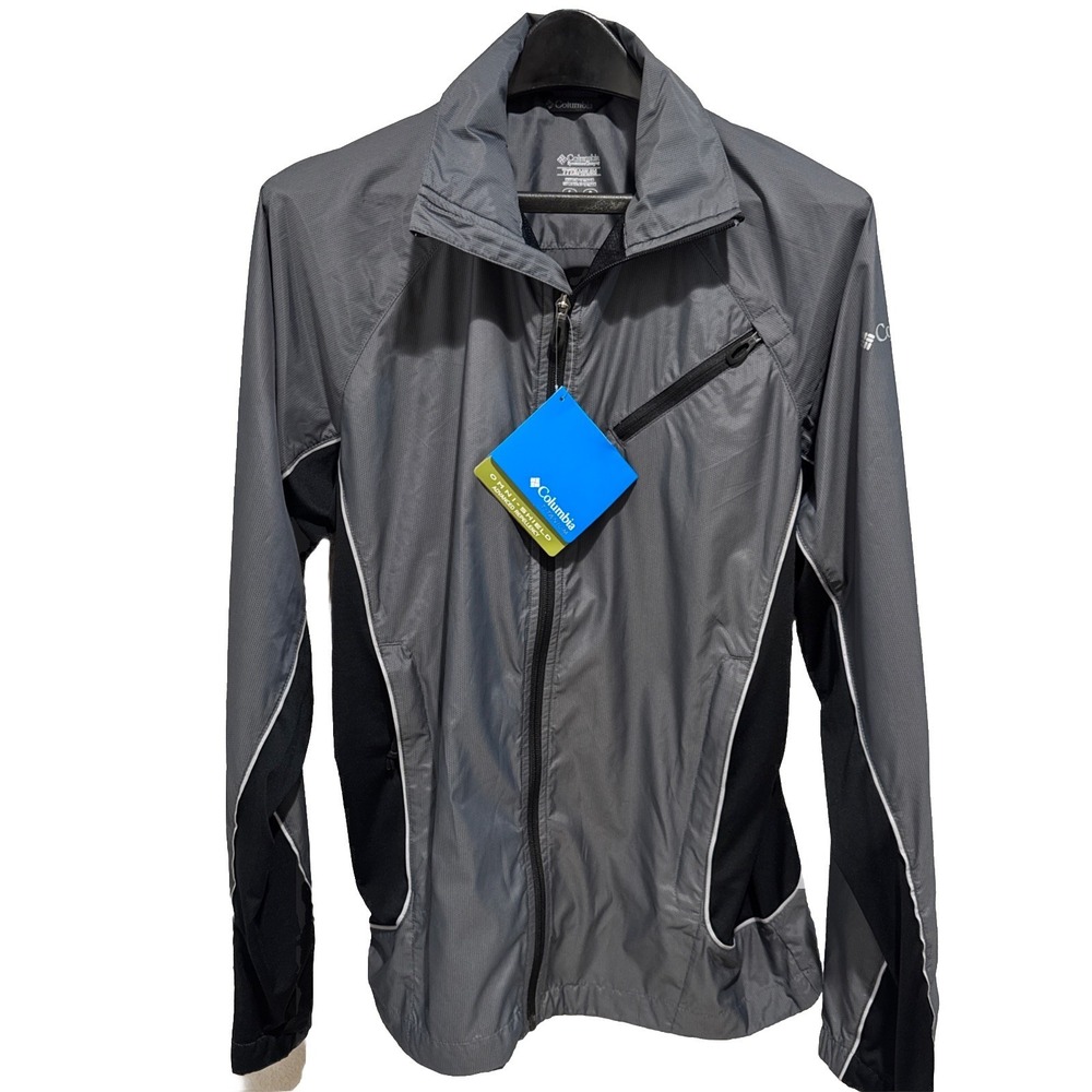 NEW‎ Mens Columbia Titanium Omni-Shield Wind Jacket OUTDOORS Gray Black Sz S